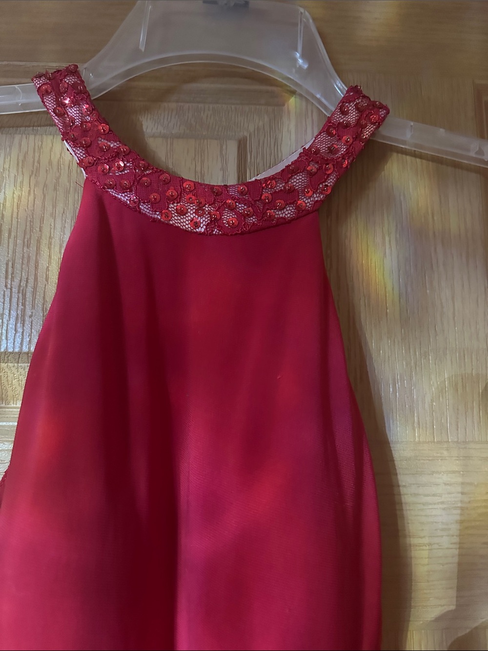 Morgan & Co. Fuchsia Lace-Trim Halter Prom Gown - Picture 4 of 6